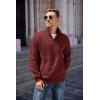 COOFANDY Mens Quarter Zip Pullover Quilted Sweatshirt Knit Long Sleeve Mock Neck Sweater Polo with Pocket(Red)