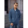 COOFANDY Mens Quarter Zip Pullover Quilted Sweatshirt Knit Long Sleeve Mock Neck Sweater Polo with Pocket(Slate Blue)