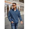 COOFANDY Mens Quarter Zip Pullover Quilted Sweatshirt Knit Long Sleeve Mock Neck Sweater Polo with Pocket(Slate Blue)