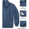 COOFANDY Mens Quarter Zip Pullover Quilted Sweatshirt Knit Long Sleeve Mock Neck Sweater Polo with Pocket(Slate Blue)