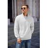COOFANDY Mens Quarter Zip Pullover Quilted Sweatshirt Knit Long Sleeve Mock Neck Sweater Polo with Pocket(White)
