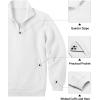 COOFANDY Mens Quarter Zip Pullover Quilted Sweatshirt Knit Long Sleeve Mock Neck Sweater Polo with Pocket(White)