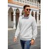 COOFANDY Mens Quarter Zip Pullover Quilted Sweatshirt Knit Long Sleeve Mock Neck Sweater Polo with Pocket(White)