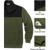 COOFANDY Mens Quarter Zip Pullover Quilted Sweatshirt Knit Long Sleeve Mock Neck Sweater Polo with Pocket(Z-color Block Army Green/Black)