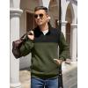 COOFANDY Mens Quarter Zip Pullover Quilted Sweatshirt Knit Long Sleeve Mock Neck Sweater Polo with Pocket(Z-color Block Army Green/Black)
