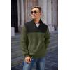 COOFANDY Mens Quarter Zip Pullover Quilted Sweatshirt Knit Long Sleeve Mock Neck Sweater Polo with Pocket(Z-color Block Army Green/Black)
