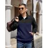 COOFANDY Mens Quarter Zip Pullover Quilted Sweatshirt Knit Long Sleeve Mock Neck Sweater Polo with Pocket(Z-color Block Navy/Black)