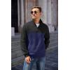 COOFANDY Mens Quarter Zip Pullover Quilted Sweatshirt Knit Long Sleeve Mock Neck Sweater Polo with Pocket(Z-color Block Navy/Black)