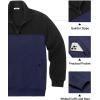 COOFANDY Mens Quarter Zip Pullover Quilted Sweatshirt Knit Long Sleeve Mock Neck Sweater Polo with Pocket(Z-color Block Navy/Black)