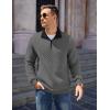 COOFANDY Mens Quarter Zip Pullover Quilted Sweatshirt Knit Long Sleeve Mock Neck Sweater Polo with Pocket(Z-contrast Gray/Black)