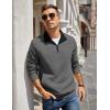 COOFANDY Mens Quarter Zip Pullover Quilted Sweatshirt Knit Long Sleeve Mock Neck Sweater Polo with Pocket(Z-contrast Gray/Black)