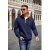 COOFANDY Mens Quarter Zip Pullover Quilted Sweatshirt Knit Long Sleeve Mock Neck Sweater Polo with Pocket(Z-contrast Navy/Brown)