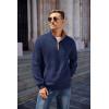 COOFANDY Mens Quarter Zip Pullover Quilted Sweatshirt Knit Long Sleeve Mock Neck Sweater Polo with Pocket(Z-contrast Navy/Brown)