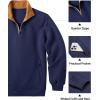 COOFANDY Mens Quarter Zip Pullover Quilted Sweatshirt Knit Long Sleeve Mock Neck Sweater Polo with Pocket(Z-contrast Navy/Brown)