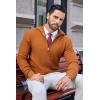 COOFANDY Mens Quarter Zip Pullover Sweater Slim Fit Waffle Mock Turtleneck Sweaters(Brown)