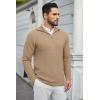 COOFANDY Mens Quarter Zip Pullover Sweater Slim Fit Waffle Mock Turtleneck Sweaters(Dark Khaki)