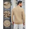 COOFANDY Mens Quarter Zip Pullover Sweater Slim Fit Waffle Mock Turtleneck Sweaters(Khaki)