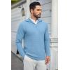 COOFANDY Mens Quarter Zip Pullover Sweater Slim Fit Waffle Mock Turtleneck Sweaters(Light Blue)