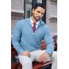 COOFANDY Mens Quarter Zip Pullover Sweater Slim Fit Waffle Mock Turtleneck Sweaters(Light Blue)