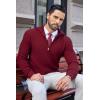 COOFANDY Mens Quarter Zip Pullover Sweater Slim Fit Waffle Mock Turtleneck Sweaters(Wine Red)