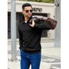 COOFANDY Mens Quarter Zip Pullover Sweatshirts Lightweight Long Sleeve Mock Neck Sweater Polo(Black)