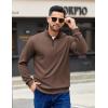 COOFANDY Mens Quarter Zip Pullover Sweatshirts Lightweight Long Sleeve Mock Neck Sweater Polo(Brown)