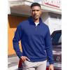 COOFANDY Mens Quarter Zip Pullover Sweatshirts Lightweight Long Sleeve Mock Neck Sweater Polo(Dark Blue)