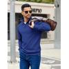 COOFANDY Mens Quarter Zip Pullover Sweatshirts Lightweight Long Sleeve Mock Neck Sweater Polo(Dark Blue)