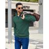 COOFANDY Mens Quarter Zip Pullover Sweatshirts Lightweight Long Sleeve Mock Neck Sweater Polo(Green)