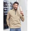 COOFANDY Mens Quarter Zip Pullover Sweatshirts Lightweight Long Sleeve Mock Neck Sweater Polo(Khaki)