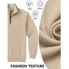 COOFANDY Mens Quarter Zip Pullover Sweatshirts Lightweight Long Sleeve Mock Neck Sweater Polo(Khaki)