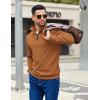 COOFANDY Mens Quarter Zip Pullover Sweatshirts Lightweight Long Sleeve Mock Neck Sweater Polo(Light Brown)