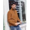 COOFANDY Mens Quarter Zip Pullover Sweatshirts Lightweight Long Sleeve Mock Neck Sweater Polo(Light Brown)