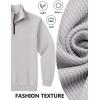 COOFANDY Mens Quarter Zip Pullover Sweatshirts Lightweight Long Sleeve Mock Neck Sweater Polo(Light Grey)