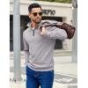 COOFANDY Mens Quarter Zip Pullover Sweatshirts Lightweight Long Sleeve Mock Neck Sweater Polo(Light Grey)