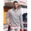 COOFANDY Mens Quarter Zip Pullover Sweatshirts Lightweight Long Sleeve Mock Neck Sweater Polo(Light Grey)