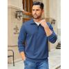 COOFANDY Mens Quarter Zip Pullover Sweatshirts Lightweight Long Sleeve Mock Neck Sweater Polo(Slate Blue)