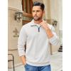 COOFANDY Mens Quarter Zip Pullover Sweatshirts Lightweight Long Sleeve Mock Neck Sweater Polo(White)
