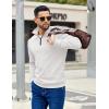 COOFANDY Mens Quarter Zip Pullover Sweatshirts Lightweight Long Sleeve Mock Neck Sweater Polo(White)
