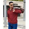 COOFANDY Mens Quarter Zip Pullover Sweatshirts Lightweight Long Sleeve Mock Neck Sweater Polo(Wine Red)