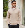 COOFANDY Men’s Quarter Zip Sweaters Slim Fit Mock Neck Pullover Sweater Lightweight Knitted Polo Sweaters(Beige)
