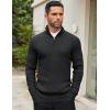 COOFANDY Men’s Quarter Zip Sweaters Slim Fit Mock Neck Pullover Sweater Lightweight Knitted Polo Sweaters(Black)