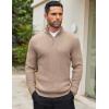 COOFANDY Men’s Quarter Zip Sweaters Slim Fit Mock Neck Pullover Sweater Lightweight Knitted Polo Sweaters(Khaki)