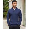 COOFANDY Men’s Quarter Zip Sweaters Slim Fit Mock Neck Pullover Sweater Lightweight Knitted Polo Sweaters(Navy Blue)
