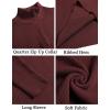 COOFANDY Men’s Quarter Zip Sweaters Slim Fit Mock Neck Pullover Sweater Lightweight Knitted Polo Sweaters(Wine Red)