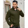 COOFANDY Mens Quarter Zip Sweatshirt Long Sleeve Casual Waffle Pullover Hoodies with Pocket(Army Green)