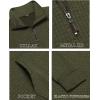 COOFANDY Mens Quarter Zip Sweatshirt Long Sleeve Casual Waffle Pullover Hoodies with Pocket(Army Green)