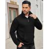 COOFANDY Mens Quarter Zip Sweatshirt Long Sleeve Casual Waffle Pullover Hoodies with Pocket(Black)