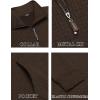 COOFANDY Mens Quarter Zip Sweatshirt Long Sleeve Casual Waffle Pullover Hoodies with Pocket(Brown)