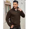 COOFANDY Mens Quarter Zip Sweatshirt Long Sleeve Casual Waffle Pullover Hoodies with Pocket(Brown)